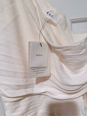 A.L.C. White Pleated One-Shoulder Dress